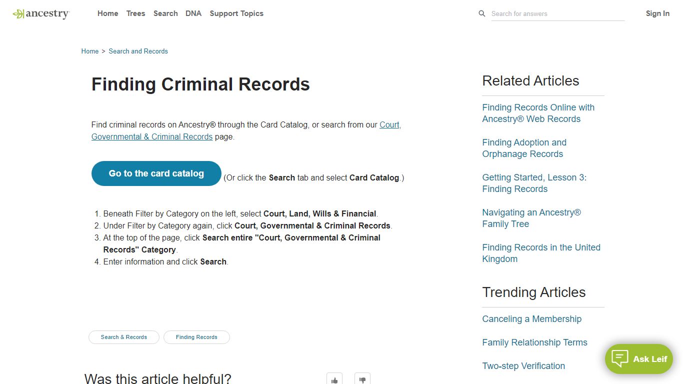 Finding Criminal Records - Ancestry